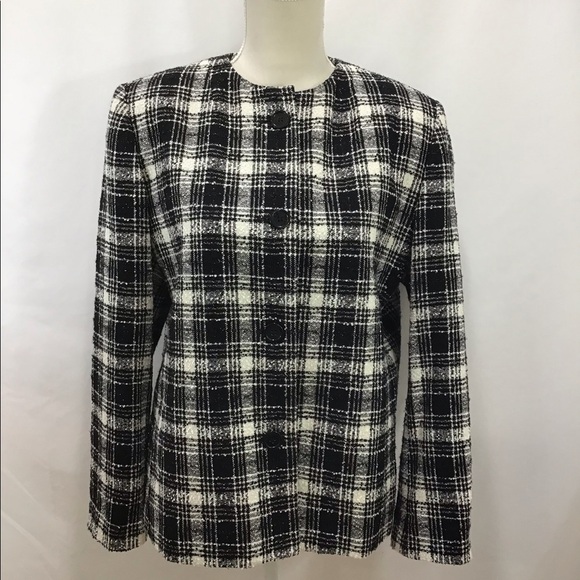 Preston & York Black Plaid Wool Blend Blazer - Picture 1 of 7